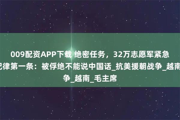 009配资APP下载 绝密任务，32万志愿军紧急南下，纪律第一条：被俘绝不能说中国话_抗美援朝战争_越南_毛主席